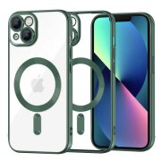 Husa MagSafe pentru Apple iPhone 13, Techsuit, Luxury Crystal, Verde Inchis
