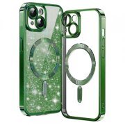 Husa MagSafe pentru Apple iPhone 13, Techsuit, Luxury Glitter, Verde Inchis