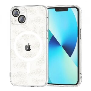 Husa MagSafe pentru Apple iPhone 13, Techsuit, SparkleSkin, Transparenta