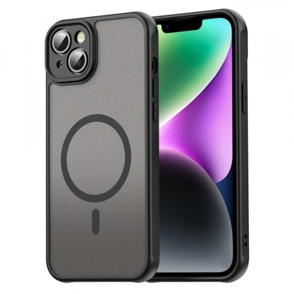 Husa MagSafe pentru Apple iPhone 14 Plus, Techsuit, HaloFrost II, Neagra