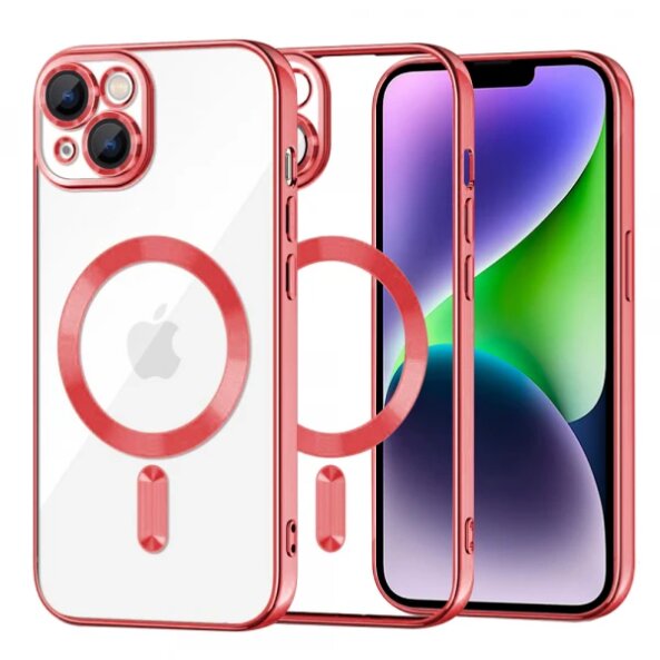 Husa MagSafe pentru Apple iPhone 14 Plus, Techsuit, Luxury Crystal, Rosie