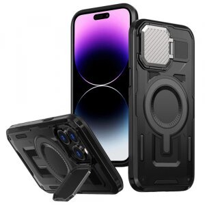 Husa MagSafe pentru Apple iPhone 14 Pro Max, Techsuit, CamVault, Neagra