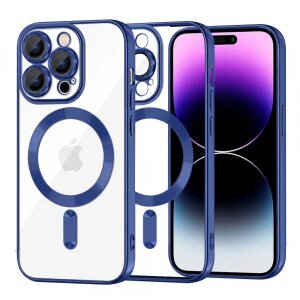 Husa MagSafe pentru Apple iPhone 14 Pro Max, Techsuit, Luxury Crystal, Albastra