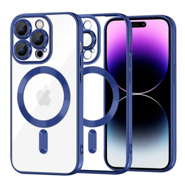 Husa MagSafe pentru Apple iPhone 14 Pro Max, Techsuit, Luxury Crystal, Albastra