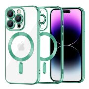 Husa MagSafe pentru Apple iPhone 14 Pro Max, Techsuit, Luxury Crystal, Verde Deschis