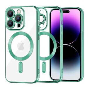 Husa MagSafe pentru Apple iPhone 14 Pro Max, Techsuit, Luxury Crystal, Verde Deschis