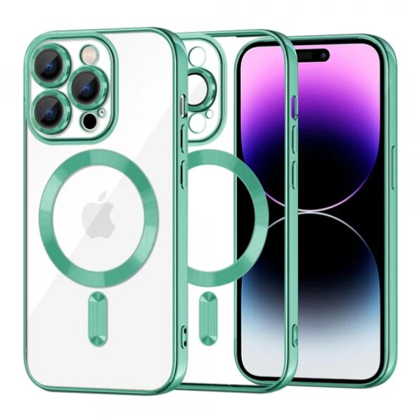 Husa MagSafe pentru Apple iPhone 14 Pro Max, Techsuit, Luxury Crystal, Verde Deschis
