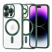 Husa MagSafe pentru Apple iPhone 14 Pro Max, Techsuit, Luxury Crystal, Verde Inchis