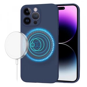 Husa MagSafe pentru Apple iPhone 14 Pro Max, Techsuit, SoftFlex, Bleumarin