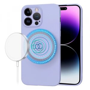 Husa MagSafe pentru Apple iPhone 14 Pro Max, Techsuit, SoftFlex, Mov Deschis