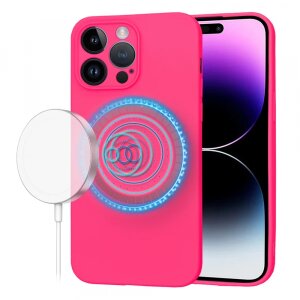 Husa MagSafe pentru Apple iPhone 14 Pro Max, Techsuit, SoftFlex, Roz Inchis