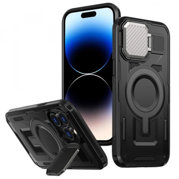 Husa MagSafe pentru Apple iPhone 14 Pro, Techsuit, CamVault, Neagra