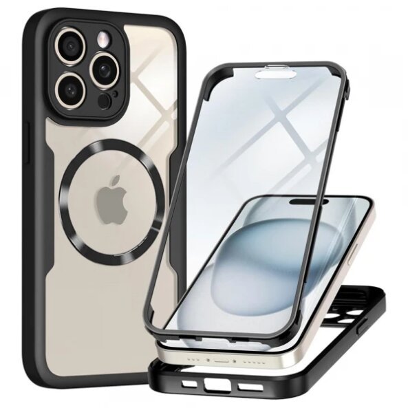 Husa MagSafe pentru Apple iPhone 14 Pro, Techsuit, ColorVerse 360, Neagra