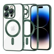 Husa MagSafe pentru Apple iPhone 14 Pro, Techsuit, Luxury Crystal, Verde Inchis
