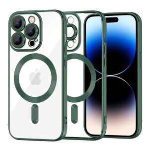 Husa MagSafe pentru Apple iPhone 14 Pro, Techsuit, Luxury Crystal, Verde Inchis