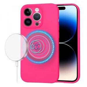 Husa MagSafe pentru Apple iPhone 14 Pro, Techsuit, SoftFlex, Roz Inchis