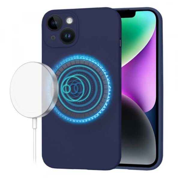 Husa MagSafe pentru Apple iPhone 14, Techsuit, SoftFlex, Bleumarin