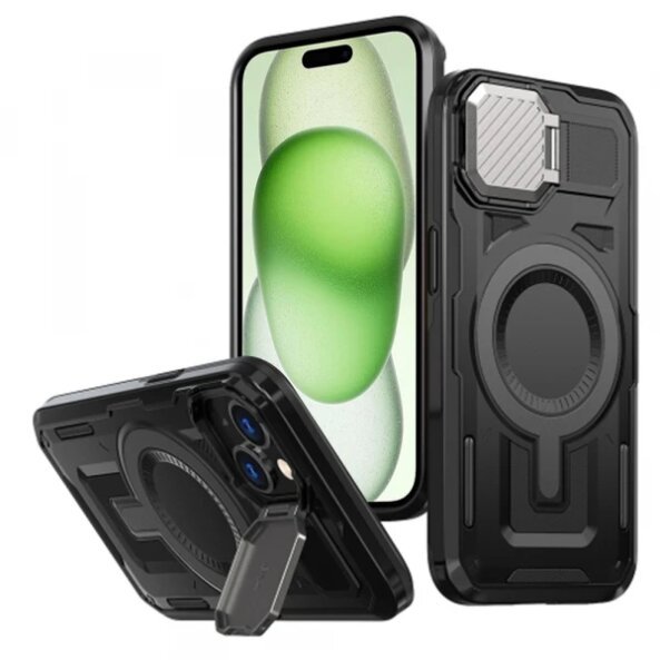 Husa MagSafe pentru Apple iPhone 15 Plus / 14 Plus, Techsuit, CamVault, Neagra