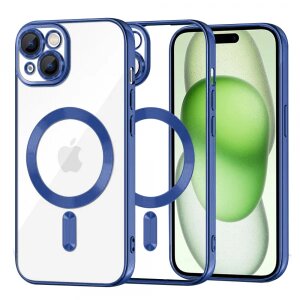 Husa MagSafe pentru Apple iPhone 15 Plus, Techsuit, Luxury Crystal, Albastra