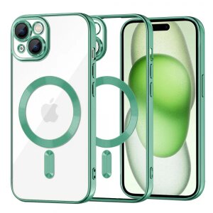 Husa MagSafe pentru Apple iPhone 15 Plus, Techsuit, Luxury Crystal, Verde Deschis