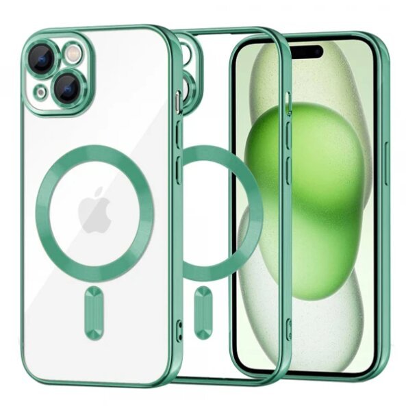 Husa MagSafe pentru Apple iPhone 15 Plus, Techsuit, Luxury Crystal, Verde Deschis