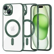 Husa MagSafe pentru Apple iPhone 15 Plus, Techsuit, Luxury Crystal, Verde Inchis