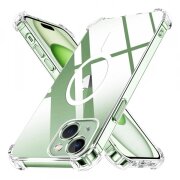 Husa MagSafe pentru Apple iPhone 15 Plus, Techsuit, Shockproof, Transparenta