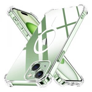 Husa MagSafe pentru Apple iPhone 15 Plus, Techsuit, Shockproof, Transparenta