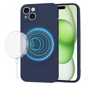 Husa MagSafe pentru Apple iPhone 15 Plus, Techsuit, SoftFlex, Bleumarin