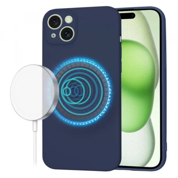 Husa MagSafe pentru Apple iPhone 15 Plus, Techsuit, SoftFlex, Bleumarin