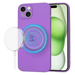 Husa MagSafe pentru Apple iPhone 15 Plus, Techsuit, SoftFlex, Mov