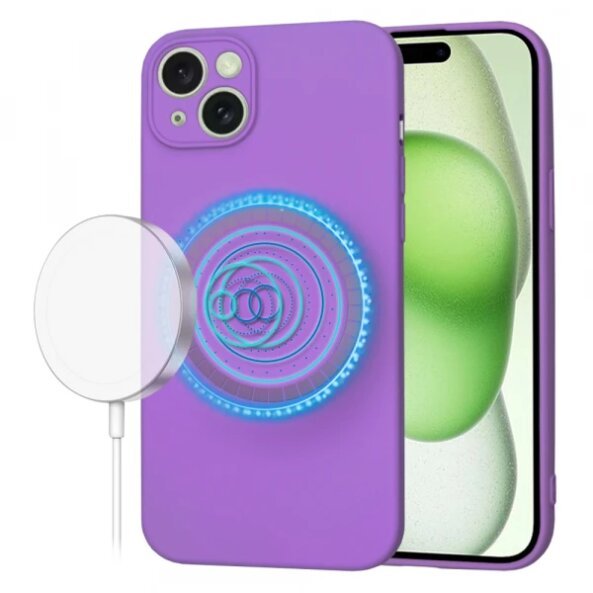 Husa MagSafe pentru Apple iPhone 15 Plus, Techsuit, SoftFlex, Mov