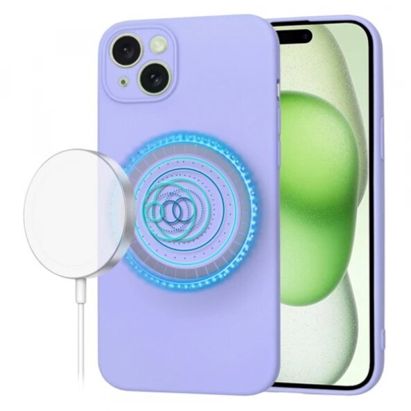 Husa MagSafe pentru Apple iPhone 15 Plus, Techsuit, SoftFlex, Mov Deschis