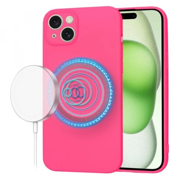 Husa MagSafe pentru Apple iPhone 15 Plus, Techsuit, SoftFlex, Roz Inchis