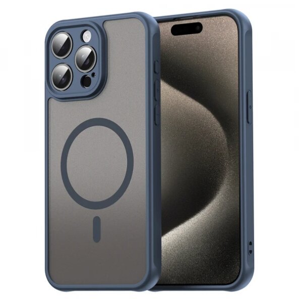 Husa MagSafe pentru Apple iPhone 15 Pro Max, Techsuit, HaloFrost II, Bleumarin