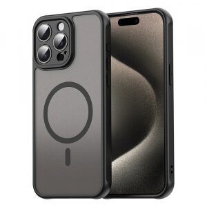 Husa MagSafe pentru Apple iPhone 15 Pro Max, Techsuit, HaloFrost II, Neagra