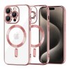 Husa MagSafe pentru Apple iPhone 15 Pro Max, Techsuit, Luxury Crystal, Roz
