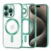 Husa MagSafe pentru Apple iPhone 15 Pro Max, Techsuit, Luxury Crystal, Verde Deschis