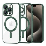 Husa MagSafe pentru Apple iPhone 15 Pro Max, Techsuit, Luxury Crystal, Verde Inchis