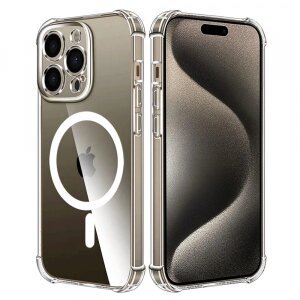Husa MagSafe pentru Apple iPhone 15 Pro Max, Techsuit, Shockproof, Transparenta