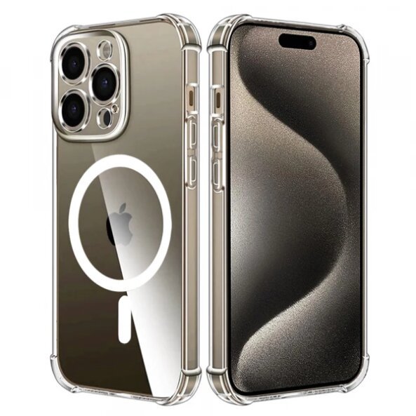 Husa MagSafe pentru Apple iPhone 15 Pro Max, Techsuit, Shockproof, Transparenta