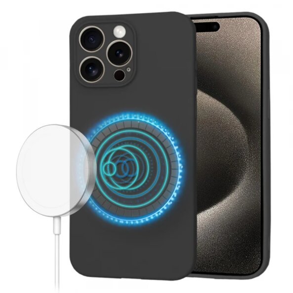 Husa MagSafe pentru Apple iPhone 15 Pro Max, Techsuit, SoftFlex, Neagra