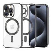 Husa MagSafe pentru Apple iPhone 15 Pro, Techsuit, Luxury Crystal, Neagra