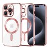 Husa MagSafe pentru Apple iPhone 15 Pro, Techsuit, Luxury Crystal, Roz