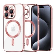 Husa MagSafe pentru Apple iPhone 15 Pro, Techsuit, Luxury Crystal, Roz