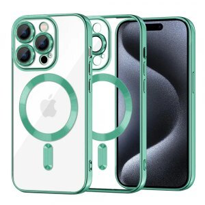 Husa MagSafe pentru Apple iPhone 15 Pro, Techsuit, Luxury Crystal, Verde Deschis