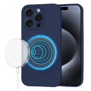 Husa MagSafe pentru Apple iPhone 15 Pro, Techsuit, SoftFlex, Bleumarin