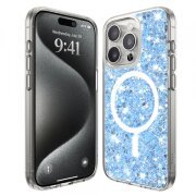 Husa MagSafe pentru Apple iPhone 15 Pro, Techsuit, Sparkly Glitter, Bleu