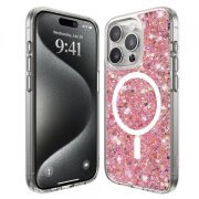 Husa MagSafe pentru Apple iPhone 15 Pro, Techsuit, Sparkly Glitter, Roz
