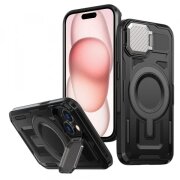 Husa MagSafe pentru Apple iPhone 15, Techsuit, CamVault, Neagra